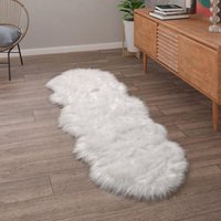 Paco Home - Kunstfell Fellteppich Imitat Teppich Hochflor Sitzkissen Herzform Rund Fell Form Weiß, 80x120 cm Fell-Form von PACO HOME