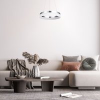 Led Pendellampe Deko Wohnzimmer Lampe Esstisch Pendelleuchte Büro Zeitlos Modern Typ 1, Chrome - Weiß - Paco Home von PACO HOME