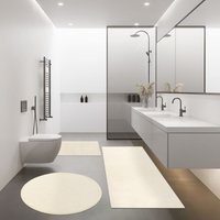 Moderne Badematte Badezimmer Teppich Shaggy Kuschelig Weich Einfarbig Creme 80x150 cm - Paco Home von PACO HOME