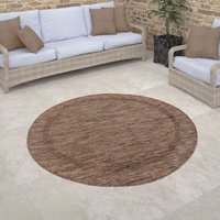 Paco Home - Outdoor Teppich rund Flachgewebe in Sisal-Optik mit Bordüre UV-beständig robust Braun, 120 cm Rund Paco Home - Outdoor Teppich rund Flachgewebe in Sisal-Optik mit Bordüre UV-beständig robust Braun, 120 cm Rund von PACO HOME