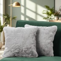 2er Set Kissenbezug Dekokissen Sofakissen Bezug Couchkissen Kunstfell Flauschig 2pcs-Set, Grau - Paco Home von PACO HOME