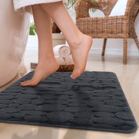 Paco Home Badematte "Corby 256, Memory-Schaum Effekt" Höhe 13 mm rutschhemmend beschichtet fußbodenheizungsgeeignet Badteppich, Uni Farben, Motiv Steine, Hoch-Tief Effekt von PACO HOME