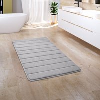 Badezimmerteppich Badematte Badteppich Badvorleger Flauschig Memory Foam 3D Grau, 50x80 cm - Paco Home von PACO HOME