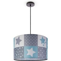 Deckenlampe Kinder Pendelleuchte Kinderzimmer Stoffschirm Rund Bunt Baby E27 Pendelleuchte - Schwarz, Blau (Ø45.5 cm) - Paco Home von PACO HOME