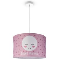 Deckenlampe Kinderzimmer Pendelleuchte Baby Lampenschirm Stoff Rund Sterne Pendelleuchte - Weiß, Design 2 (Ø45,5 cm) - Paco Home von PACO HOME