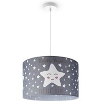 Deckenlampe Kinderzimmer Pendelleuchte Baby Lampenschirm Stoff Rund Sterne Pendelleuchte - Weiß, Design 3 (Ø45,5 cm) - Paco Home von PACO HOME
