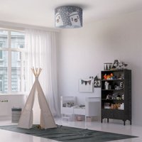 Paco Home - Deckenlampe Kinderzimmer Pendelleuchte Babyzimmer Feuerwehr Straße Polizei E27 Design 8 (Ø45,5 cm), Deckenleuchte - Weiß von PACO HOME