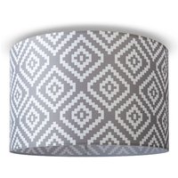 Deckenlampe Lampenschirm Stoff Pendelleuchte E27 Hängeleuchte Schlafzimmer Rund Design 7 (Ø45,5 cm), Deckenleuchte - Weiß - Paco Home von PACO HOME