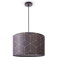 Paco Home Deckenlampe Lampenschirm Stoff Pendelleuchte E27 Hängeleuchte Schlafzimmer Rund Pendelleuchte - Schwarz, Design 1 (Ø45,5 cm) von PACO HOME