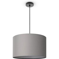 Paco Home Deckenleuchte Wohnzimmer Pendelleuchte Esstisch Esszimmerlampe E27 Uni Stoff Pendelleuchte - Schwarz, Grau (Ø45.5 cm) von PACO HOME