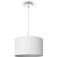 Paco Home - Deckenleuchte Wohnzimmer Pendelleuchte Esstisch Esszimmerlampe E27 Uni Stoff Pendelleuchte - Weiß, Weiß (Ø38 cm) von PACO HOME