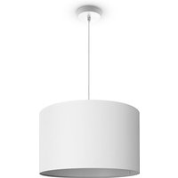 Paco Home Deckenleuchte Wohnzimmer Pendelleuchte Esstisch Esszimmerlampe E27 Uni Stoff Pendelleuchte - Weiß, Weiß (Ø45.5 cm) von PACO HOME