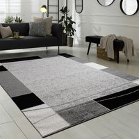 Paco Home - Designer Teppich Wohnzimmer Teppich Bordüre in Grau Schwarz Creme Preishammer 160x220 cm von PACO HOME