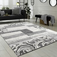 Paco Home Designer Teppich Wohnzimmer Teppich Kurzflor Muster in Grau Creme Preishammer 80x150 cm von PACO HOME