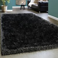 Edler Teppich Shaggy Hochflor Einfarbig Flauschig Glänzend In Anthrazit 160x230 cm - Paco Home von PACO HOME