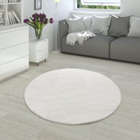 Paco Home Fellteppich "Rabbit 780", rund, 26 mm Höhe, Kunstfell, Kaninchenfell-Haptik, echter Kuschelteppich, Uni-Farben von PACO HOME