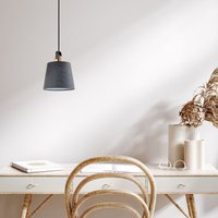 Hängelampe Pendelleuchte Esstisch Wohnzimmerlampe Deko Lampenschirm Stoff E27 Schwarz-Grau, Ø20cm - Paco Home von PACO HOME