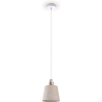 Hängelampe Pendelleuchte Esstisch Wohnzimmerlampe Deko Lampenschirm Stoff E27 Weiß-Creme, Ø20cm - Paco Home von PACO HOME