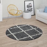 Paco Home Hochflor-Teppich "Kalmar 441", rund, 40 mm Höhe, Scandi Design, Rauten Muster, weich & kuschelig von PACO HOME