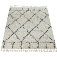 Paco Home Hochflor-Teppich "Nador 755", rechteckig, 54 mm Höhe, weicher Shaggy mit Rauten Design und Fransen von PACO HOME