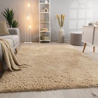 Paco Home Hochflor Teppich Wohnzimmer Fellteppich Kunstfell Shaggy Flauschig Einfarbig 60x100 cm, Beige Paco Home Hochflor Teppich Wohnzimmer Fellteppich Kunstfell Shaggy Flauschig Einfarbig 60x100 cm, Beige von PACO HOME