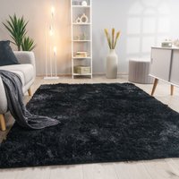 Paco Home - Hochflor Teppich Wohnzimmer Fellteppich Kunstfell Shaggy Flauschig Einfarbig 60x100 cm, Schwarz Paco Home - Hochflor Teppich Wohnzimmer Fellteppich Kunstfell Shaggy Flauschig Einfarbig 60x100 cm, Schwarz von PACO HOME