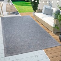 In-& Outdoor Teppich Balkon Terrasse Küchenteppich Modernem Bordüren Design Blau 200x350 cm - Paco Home von PACO HOME