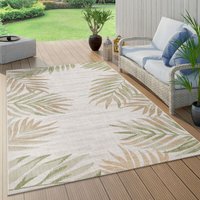 Paco Home In- & Outdoorteppich Beige Grün Balkon Terrasse Palmen Blätter Muster Robust 80x150 cm von PACO HOME