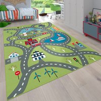 Paco Home - Kinder-Teppich Für Kinderzimmer, Spiel-Teppich Mit Straßen-Motiv, In Grün 240x340 cm Paco Home - Kinder-Teppich Für Kinderzimmer, Spiel-Teppich Mit Straßen-Motiv, In Grün 240x340 cm von PACO HOME