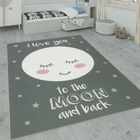 Paco Home - Kinderteppich, Kinderzimmer Teppich m. Stern, Mond u. Karo Motiven 80x150 cm, Grau 2 von PACO HOME