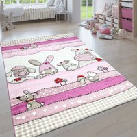 Kinderteppich, Moderner Kinderzimmer Pastell Teppich, Niedliche 3D Tiermotive 200x290 cm, Creme - Paco Home von PACO HOME