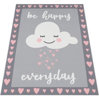 Paco Home Kinderteppich "Aleyna 119" rechteckig 5 mm Höhe Spielteppich, bedruckt, Motiv Wolke und Spruch, mit Bordüre von PACO HOME