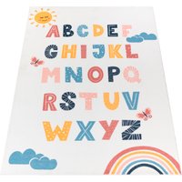 Paco Home Kinderteppich "Eliz 394", rechteckig, 12 mm Höhe, Kurzflor, Spielteppich, Motiv Alphabet & Regenbogen von PACO HOME