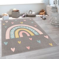 Paco Home Kinderteppich "Nino 887" rechteckig 13 mm Höhe Kurzflor, Spielteppich, Motiv Regenbogen & Herzen, Kinderzimmer von PACO HOME