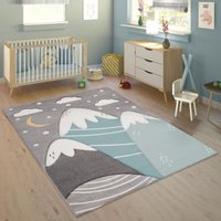 Paco Home - Kinderteppich Teppich Kinderzimmer Junge Mädchen Berge Sterne Wolken 3D Effekt Grau Blau 133 cm Quadrat Paco Home - Kinderteppich Teppich Kinderzimmer Junge Mädchen Berge Sterne Wolken 3D Effekt Grau Blau 133 cm Quadrat von PACO HOME