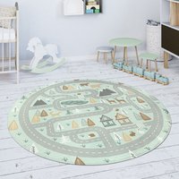 Kinderteppich Teppich Kinderzimmer Spielmatte Straße Bär Elch Bäume Grün Grau 155x230 cm - Paco Home von PACO HOME