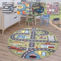 Paco Home - Kinderteppich Teppich Rund Kinderzimmer Spielteppich Straßenteppich Modern 200 cm Rund, Creme 2 Paco Home - Kinderteppich Teppich Rund Kinderzimmer Spielteppich Straßenteppich Modern 200 cm Rund, Creme 2 von PACO HOME