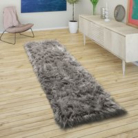 Paco Home - Kunstfell Fellteppich Imitat Sitzkissen Herzform Rund Versch. Formen Dunkelgrau 50x150 cm von PACO HOME