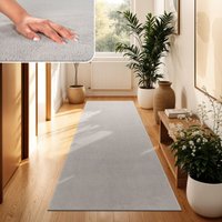 Paco Home - Moderner Wohnzimmer Teppich Kurzflor Waschbar Weich Einfarbig Felloptik Anti-Rutsch 80x150 cm, Silber von PACO HOME