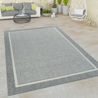 Wohnzimmer Teppich Kurzflor Bordüre Mit Modernem Abstraktem Muster Schlicht Grau 200x290 cm - Paco Home von PACO HOME