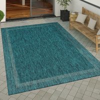 Paco Home - Outdoor Teppich Flachgewebe in Sisal-Optik mit Bordüre UV-beständig robust Türkis, 150 cm Quadrat Paco Home - Outdoor Teppich Flachgewebe in Sisal-Optik mit Bordüre UV-beständig robust Türkis, 150 cm Quadrat von PACO HOME