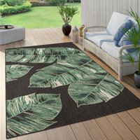 Paco Home - Outdoor Teppich Wetterfest Balkon Palmen Dschungel Florales Boho Muster Grün 120x170 cm, Schwarz 3 von PACO HOME