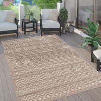 Paco Home - Outdoor Teppich Wetterfest Wohnzimmer Küchenteppich Skandi Ethno Muster Uni 3D 240x340 cm, Beige 3 von PACO HOME