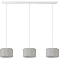 Pendellampe Wohnzimmer Deckenleuchte Stoff Lampenschirm Modern Einfarbig Rund Grau (Ø28cm), Pendelleuchte-Weiß - Typ 2 - Paco Home von PACO HOME