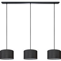 Pendellampe Wohnzimmer Deckenleuchte Stoff Lampenschirm Modern Einfarbig Rund Schwarz (Ø28cm), Pendelleuchte-Schwarz - Typ 2 - Paco Home von PACO HOME