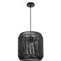 Pendelleuchte Esstisch Hängelampe Esszimmer Lampe E27 Papier Boho Rattan Pendelleuchte - Schwarz, Schwarz (Ø28cm) - Paco Home von PACO HOME