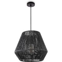 Pendelleuchte Esstisch Hängelampe Esszimmer Lampe E27 Papier Boho Rattan Pendelleuchte - Schwarz, Schwarz (Ø32cm) - Paco Home von PACO HOME