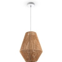 Paco Home - Pendelleuchte Esstisch Hängelampe Esszimmer Lampe E27 Papier Boho Rattan Pendelleuchte - Weiß, Natur (Ø30cm) von PACO HOME