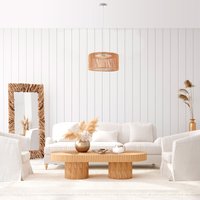 Pendelleuchte Esstisch Hängelampe Esszimmer Lampe E27 Papier Boho Rattan Pendelleuchte - Weiß, Natur (Ø40cm) - Paco Home von PACO HOME