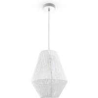 Pendelleuchte Esstisch Hängelampe Esszimmer Lampe E27 Papier Boho Rattan Pendelleuchte - Weiß, Weiß (Ø30cm) - Paco Home von PACO HOME